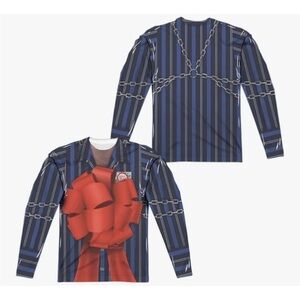 Christmas Vacation Frank Shirley Costume Long Sleeve Bow Shirt Jerzees M New